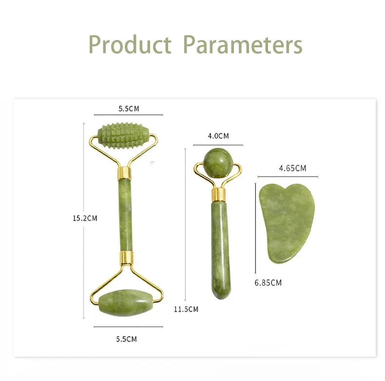 Jade Gua Sha & Face Roller Set – Natural Stone Facial Massage Tool for Lifting, Sculpting & Radiant Skin  💎