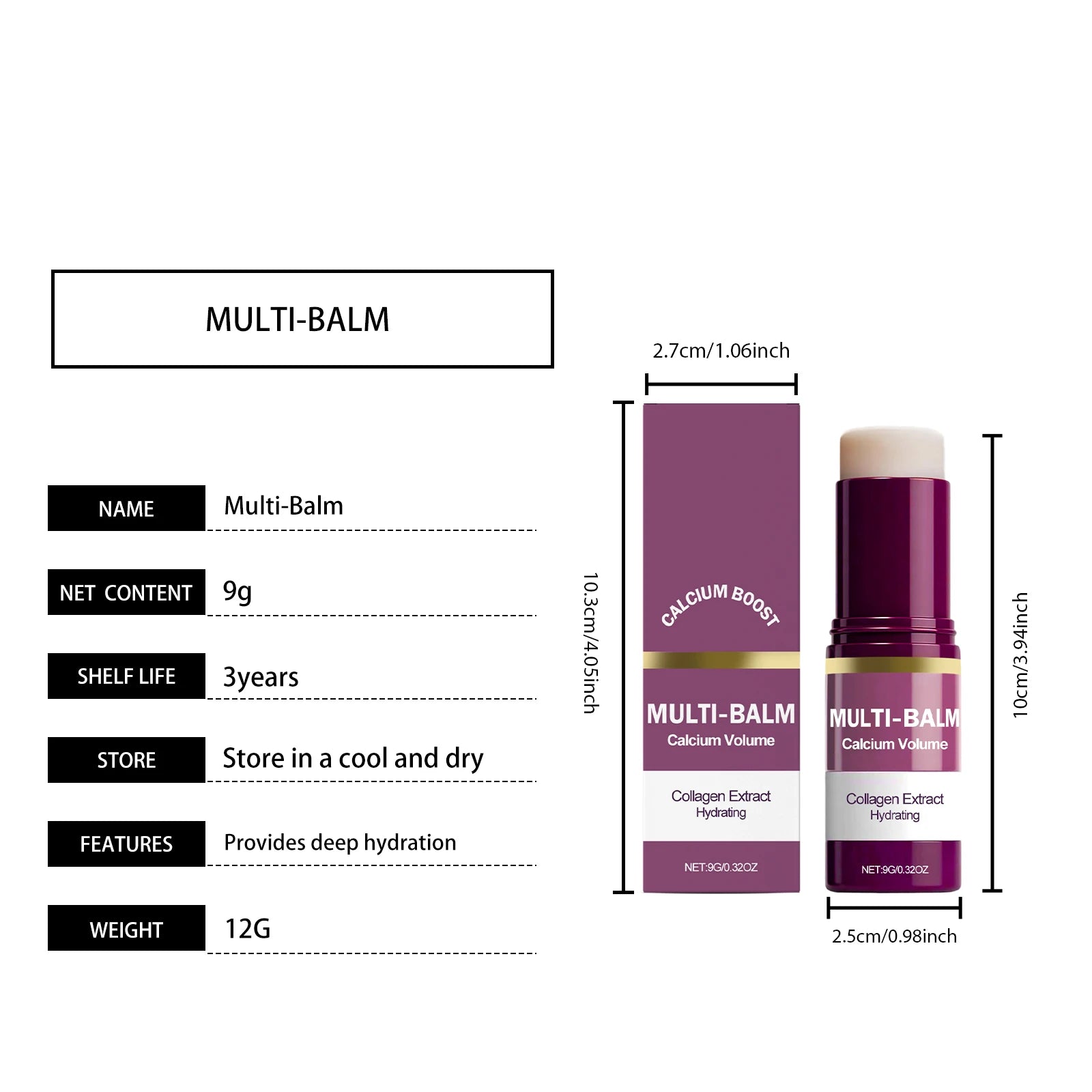 Calcium Volume Multi Balm – Firming & Moisturizing Stick for Eyes, Lips & Face