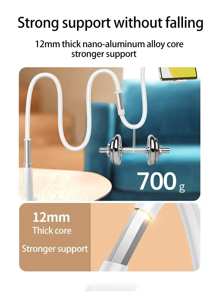 Lazy Bedside Flexible Phone Holder – 360° Gooseneck Clamp