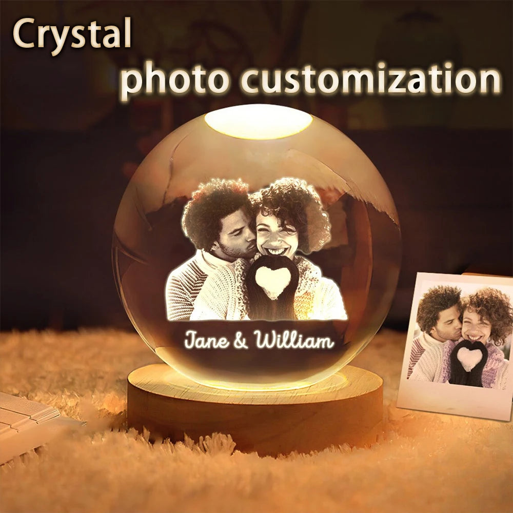 Custom Crystal Photo Ball – LED Night Light Personalized Gift