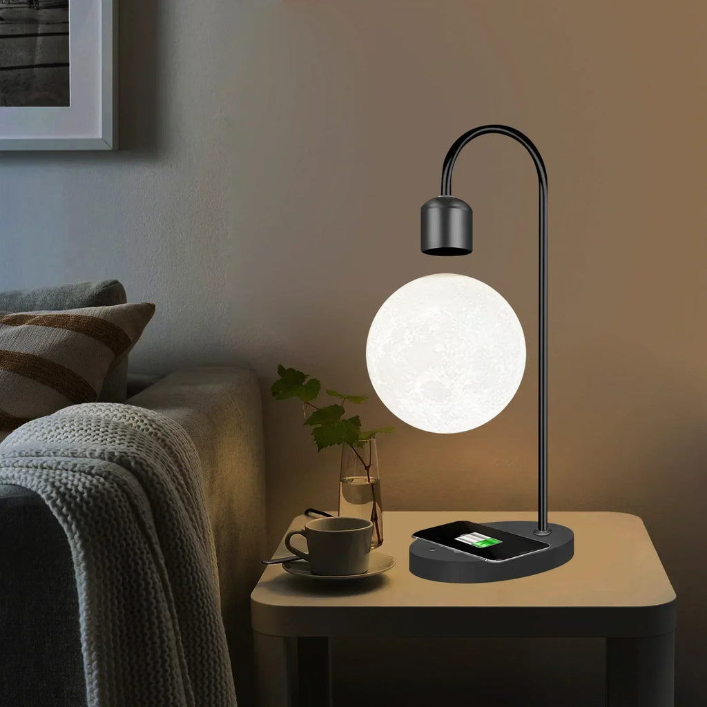 TrendPort Levitating Moon Lamp with Wireless Charger – Magnetic Floating LED Night Light