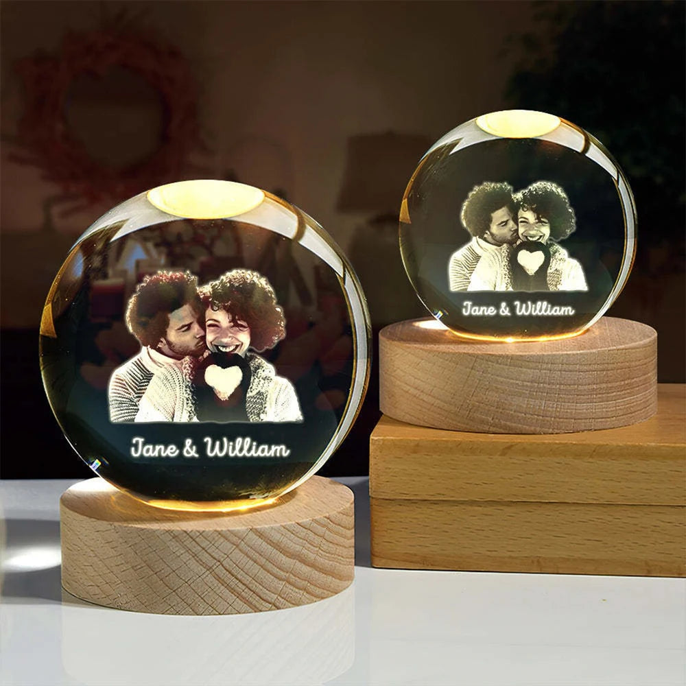 Custom Crystal Photo Ball – LED Night Light Personalized Gift